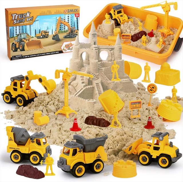 OENUX Play Sand Construction Set, Beach Building Castle Kit w/ 2.2lbs 