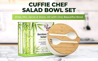 Bamboo Fiber Salad Bowl with Lid and Servers