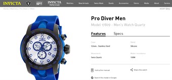 Invicta Pro Diver Men Model 17809 - Men's Watch Quartz