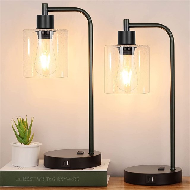  Industrial Touch Control Table Lamps Set of 2 - Black